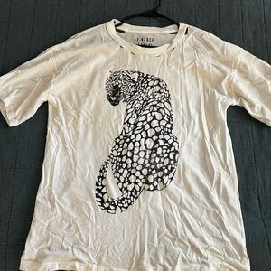 Vintage Canvas White Tee with Leopard Accents